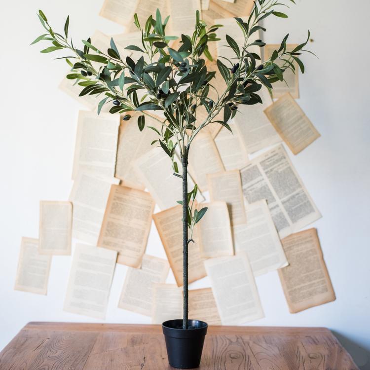 Artificial Silk Faux Olive Tree In Pot