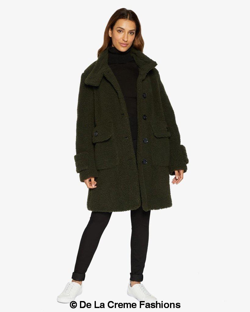 Julie High Neck Borg Teddy Coat